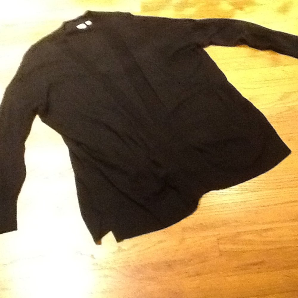Black Ribbed Lightweight Buttonless Cardigan - image 2